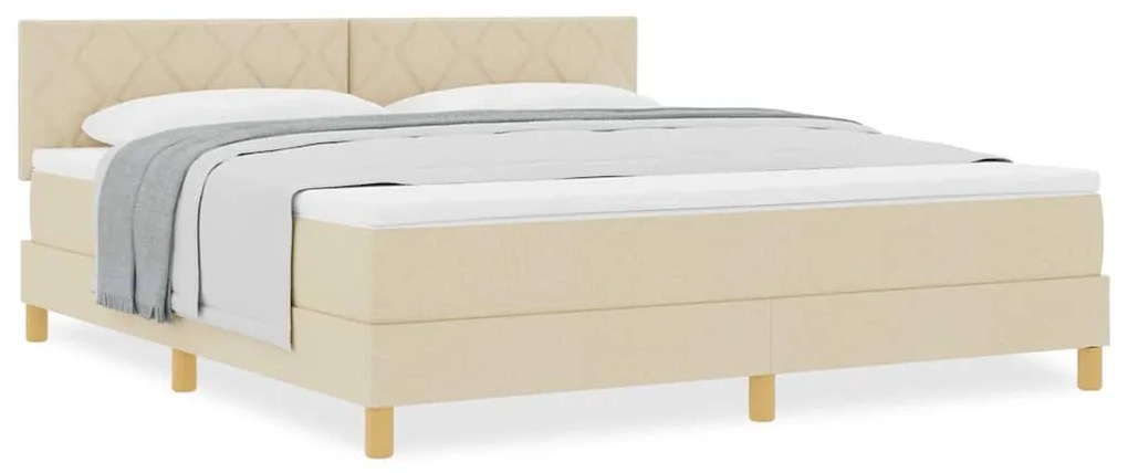 vidaXL Κρεβάτι box spring με στρώμα με στρώμα Κρεμ 180 x 200 cm ύφασμα