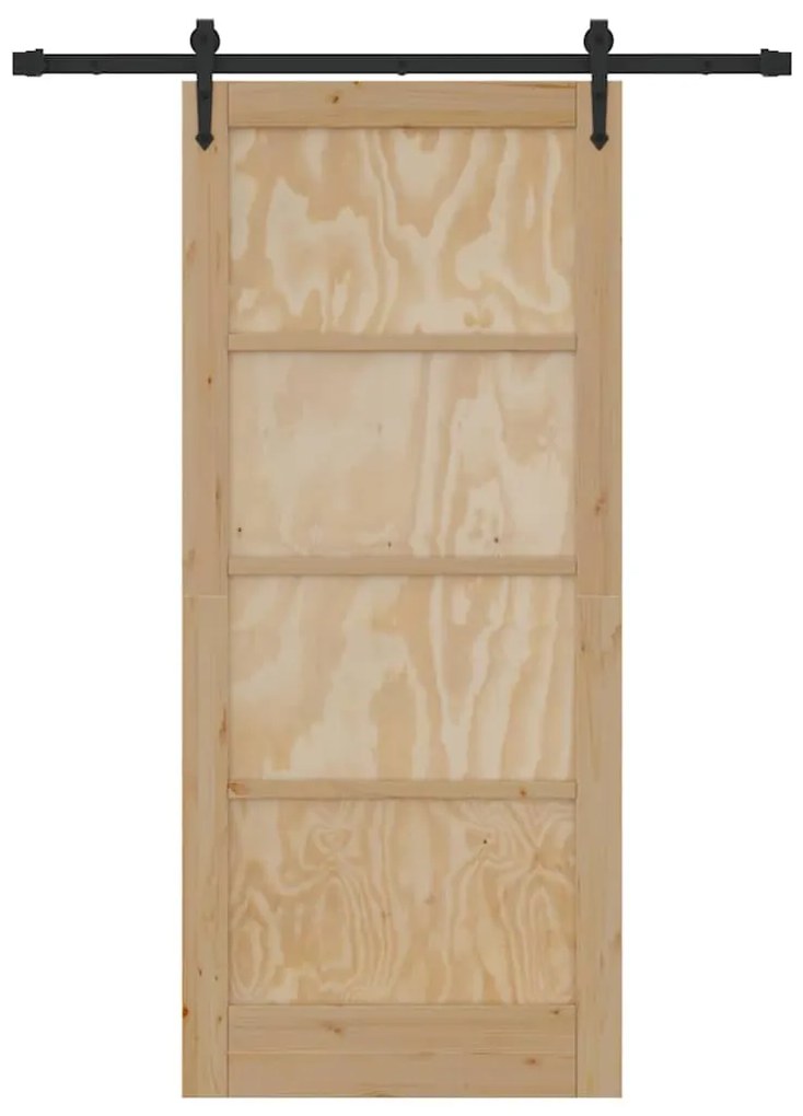 vidaXL Συρόμενη Πόρτα Καφέ 86 x 198.5 cm Μασίφ ξύλο πεύκου