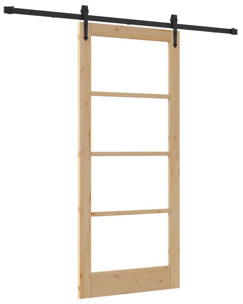 vidaXL Σετ Συρόμενης Πόρτας με Σετ Υλικών 86x198.5 cm Συμπαγές Ξύλο Πεύκο