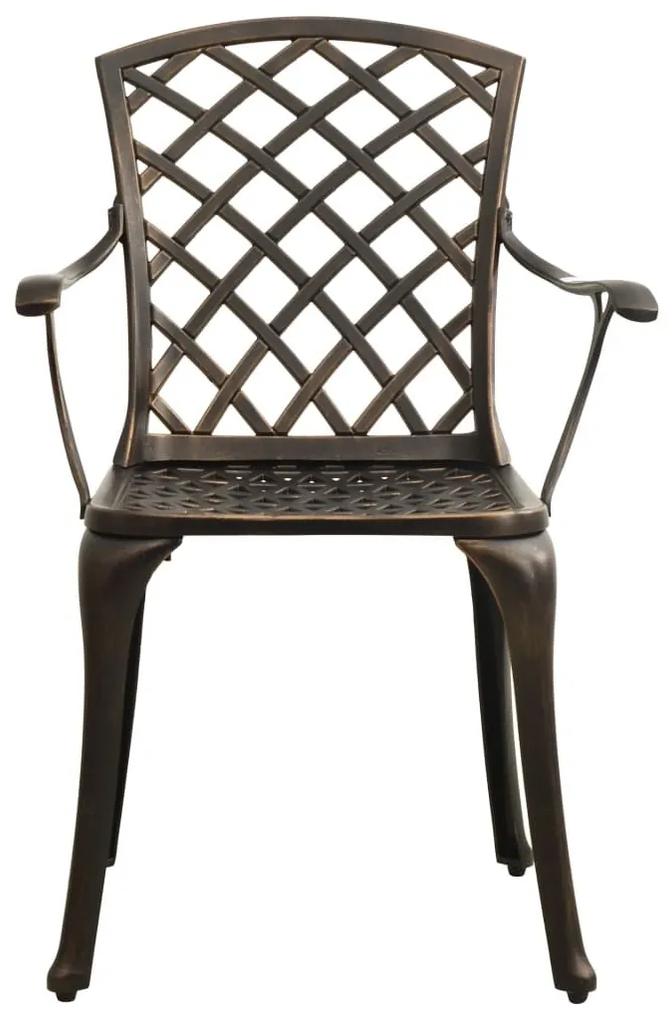Καρέκλες Κήπου 6 τεμ. Μπρονζέ από Χυτό Αλουμίνιο - Καφέ
