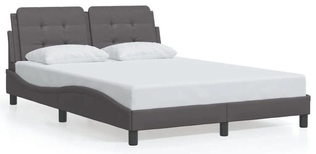 vidaXL Πλαίσιο Κρεβατιού με Κεφαλάρι Γκρι 120x200 εκ. Συνθετικό Δέρμα