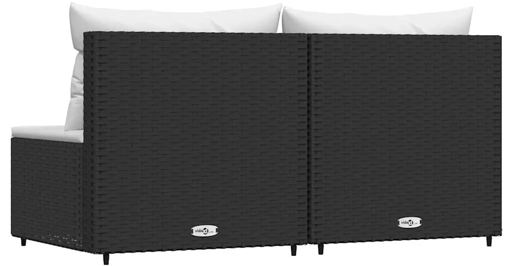 vidaXL Καναπέδες Κήπου Μεσαίοι 2 τεμ. Μαύροι Συνθ. Ρατάν με Μαξιλάρια