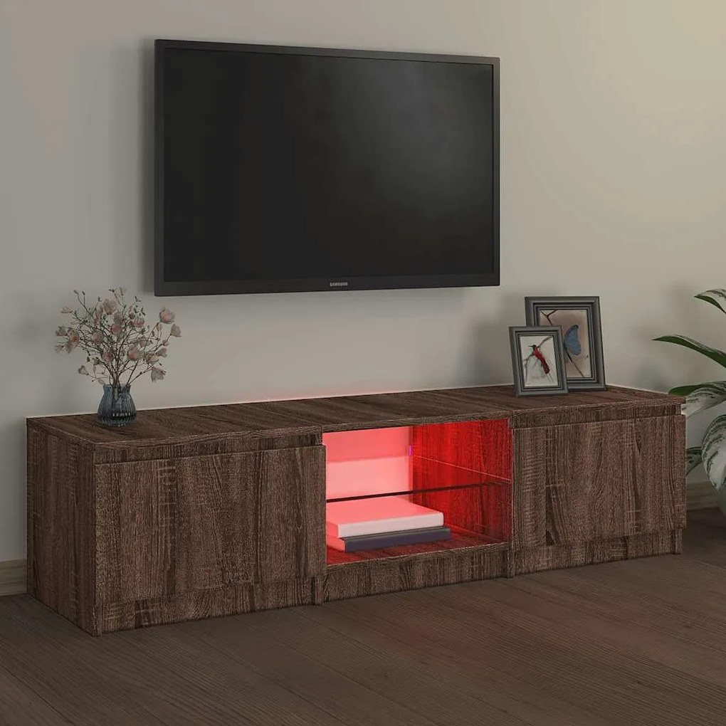 vidaXL Έπιπλο Τηλεόρασης με LED Καφέ δρυς 140x40x36 εκ.