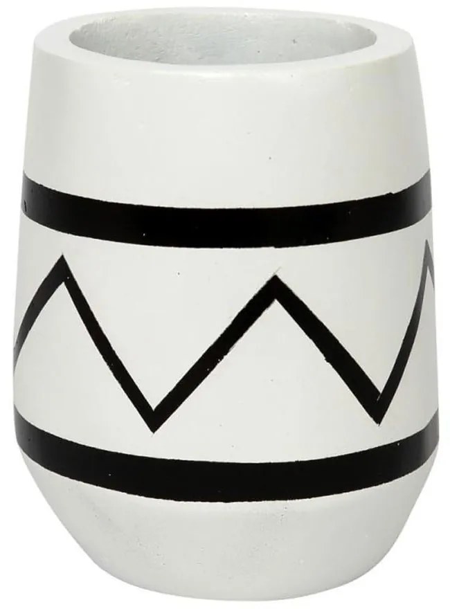 Ποτήρι Μπάνιου Santorini JABR031WB 8,5x12 White-Black Bazar Bizar Κεραμικό