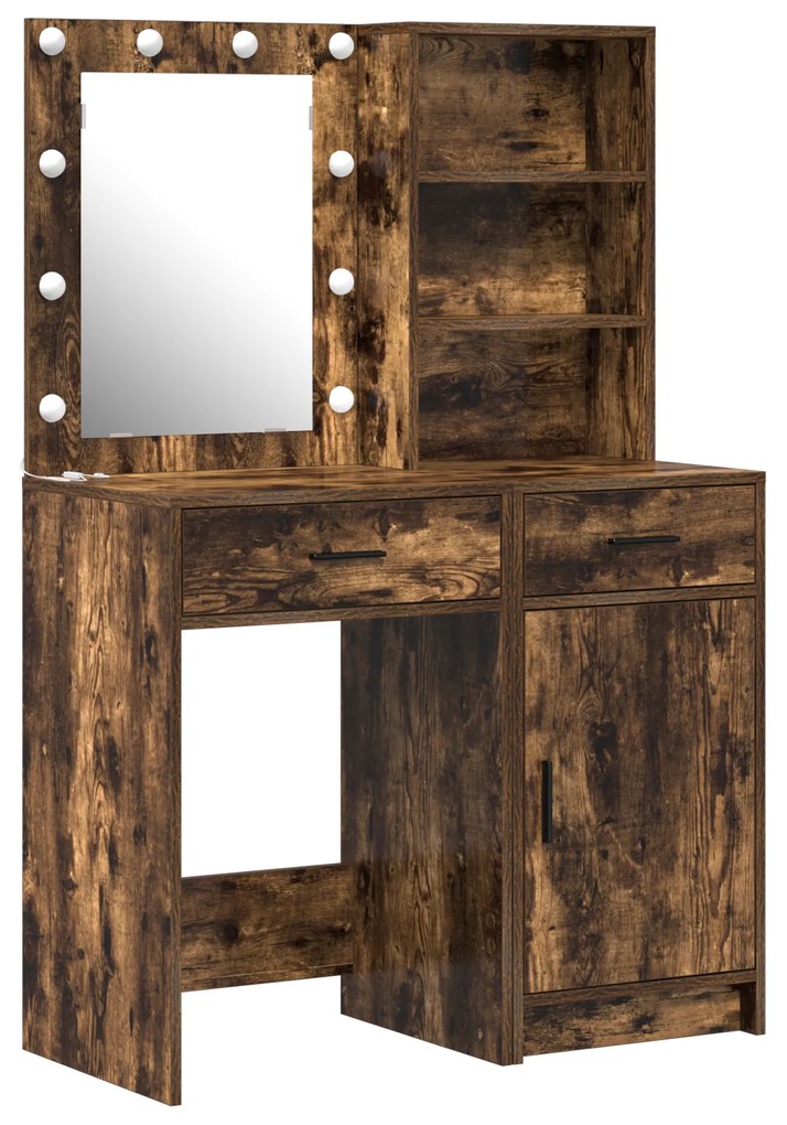 vidaXL Σετ Τραπεζιού Μακιγιάζ 2 pcs Καπνιστό Δρύς 50 x 41 x 135 εκ