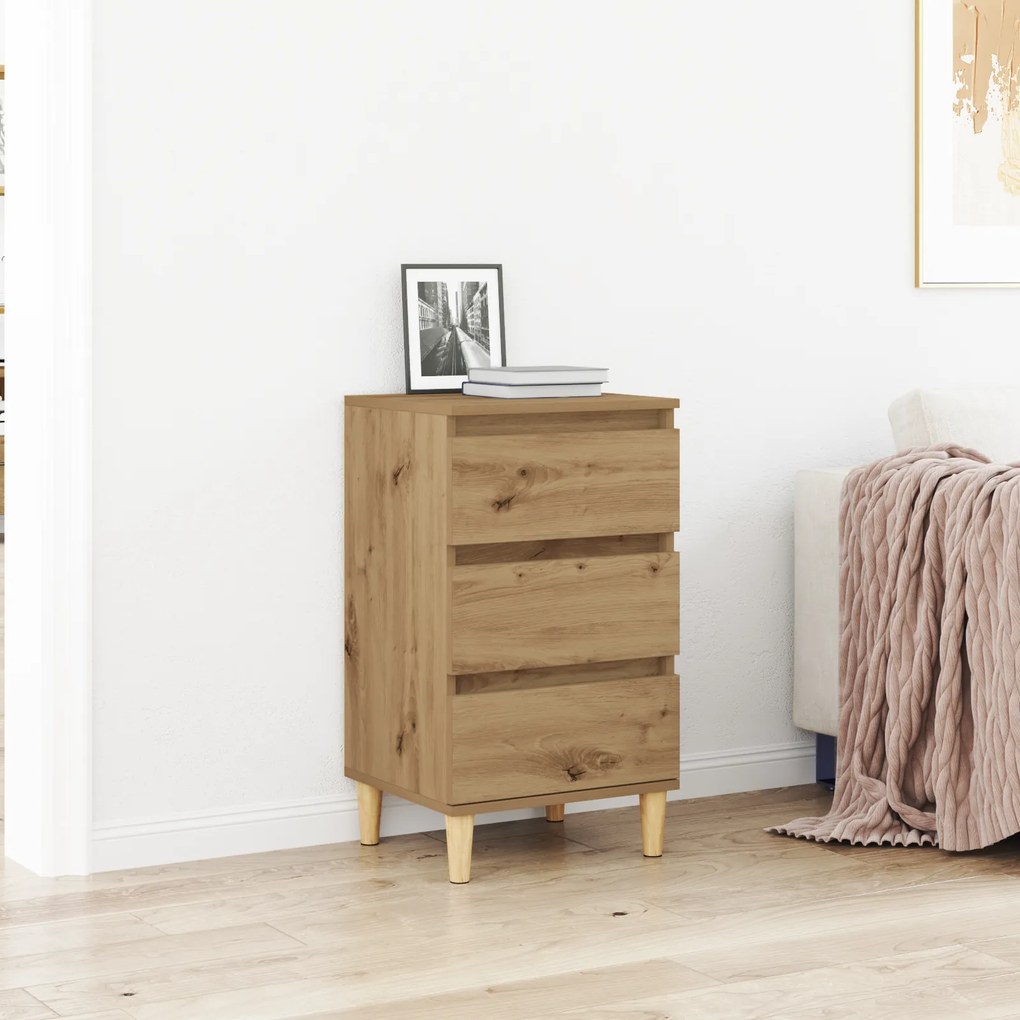 vidaXL Κομοδίνο Καλλιτέχνη από Δρυ 40x35x70 εκ. Επεξεργασμένο Ξύλο