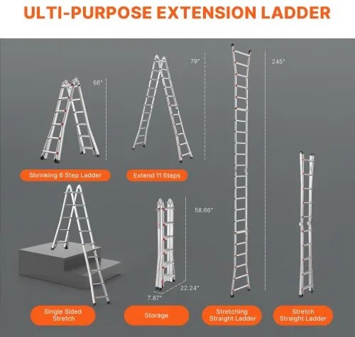VEVOR Telescoping Ladder A Frame 20 FT Extension Multi-Function for Homework