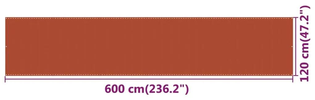 vidaXL Διαχωριστικό Βεράντας Πορτοκαλί 120 x 600 εκ. από HDPE