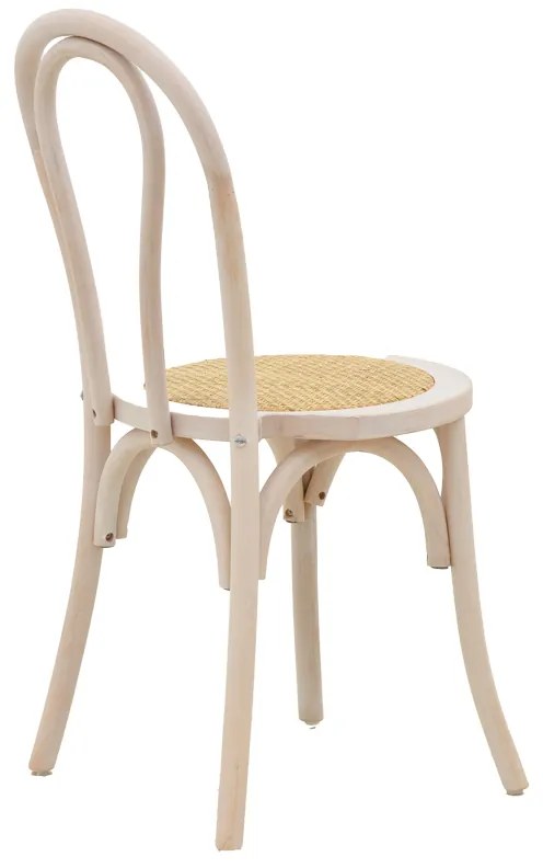 Καρέκλα Azhel pakoworld white wash ξύλο οξιάς-έδρα φυσικό rattan 41x50x89εκ - 263-000018