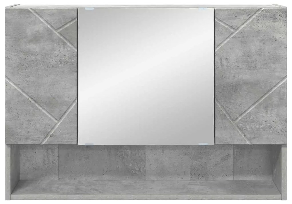 vidaXL Ντουλάπα Καθρέφτη Επιτοίχιο Σκυρόδεμα Γκρι 80 x 17 x 55 εκ