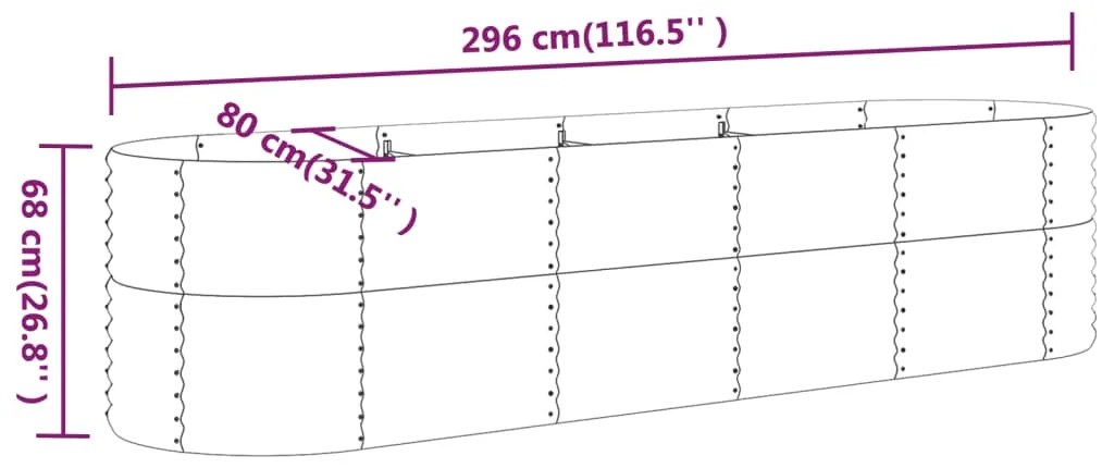 vidaXL Ζαρντινιέρα Ασημί 296x80x68 εκ. Γαλβανισμένος χάλυβας