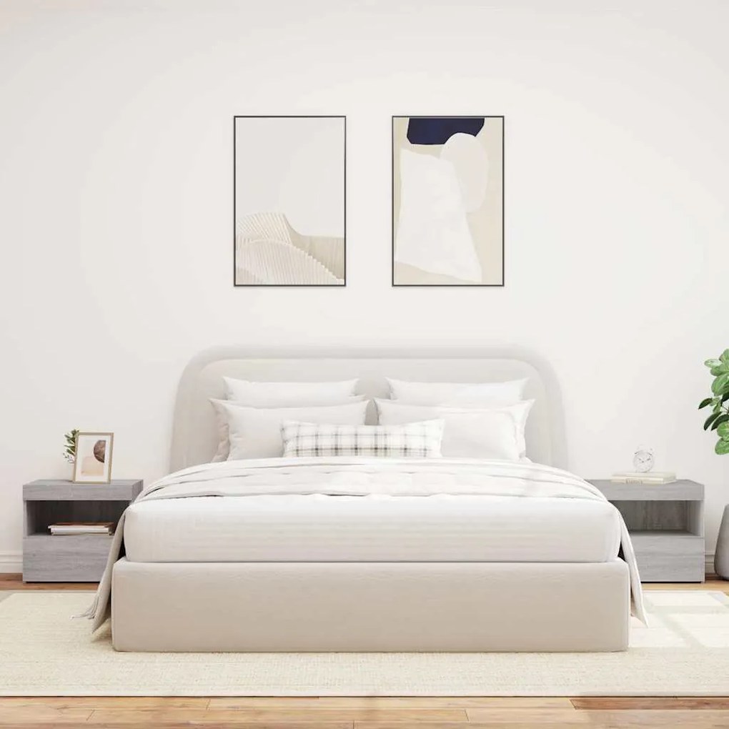 vidaXL Κομοδίνα με Φώτα LED 2 τεμ. Γκρι Sonoma 50x40x45 εκ.