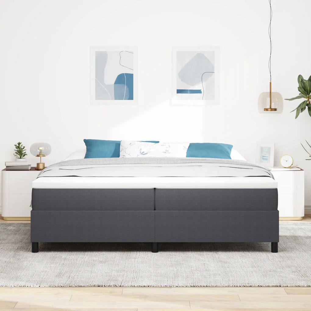 vidaXL Κρεβάτι Box Spring με Στρώμα σε Σκούρο Γκρι, 200 x 200 εκ, Ύφασμα Κορντούρας.
