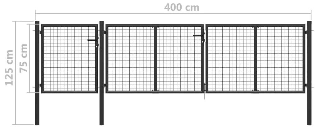 vidaXL Πόρτα Κήπου Ανθρακί 400x75 εκ. από Ατσάλι