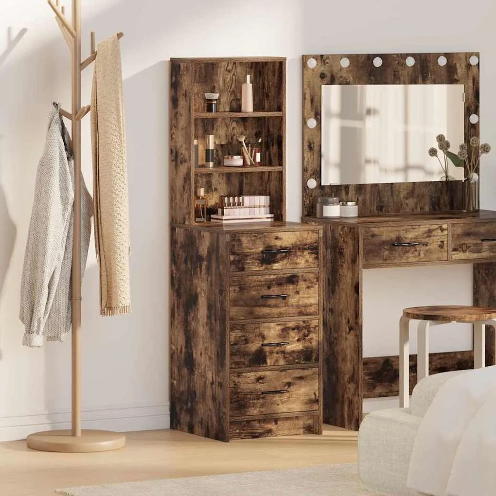vidaXL Highboard Καπνιστή δρυς 40 x 41 x 135 εκ. Επεξεργασμένο ξύλο