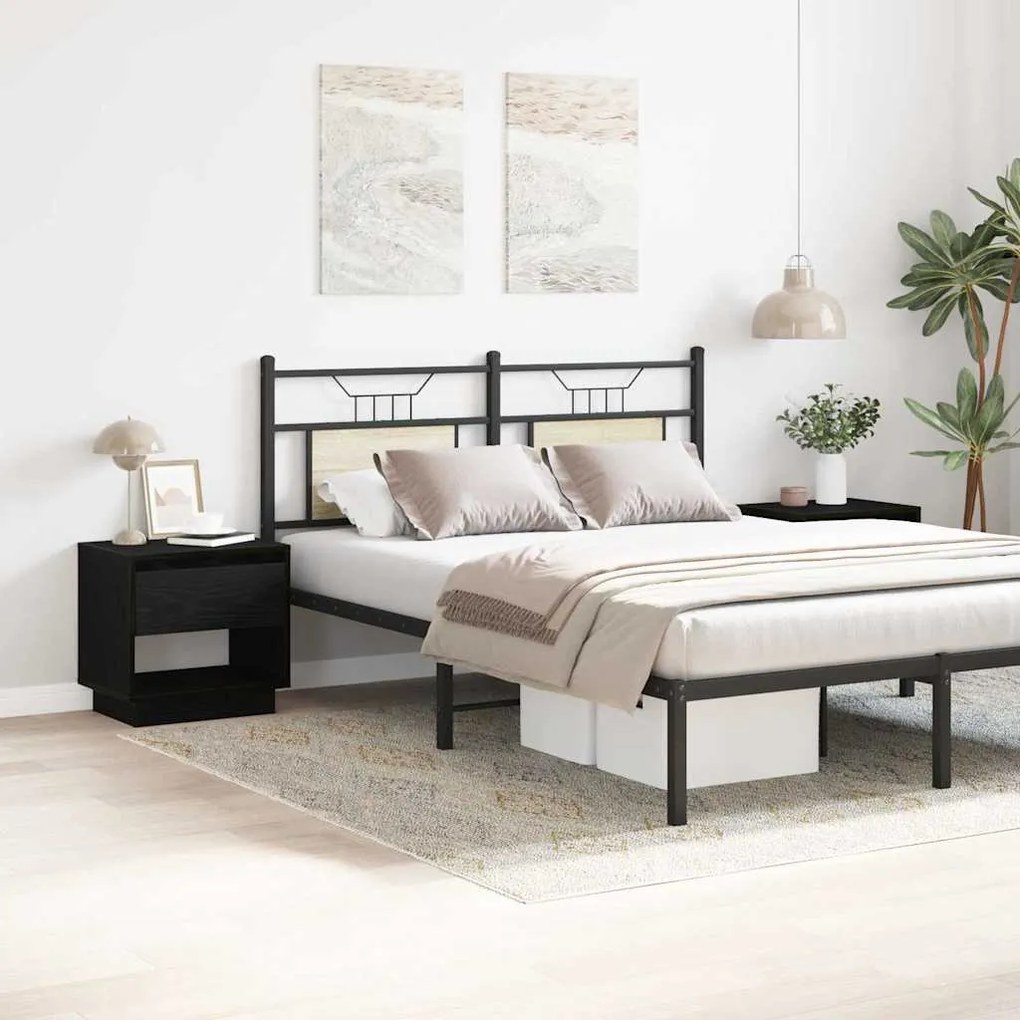 vidaXL Κομοδίνο 2 pcs Μαύρη δρυς 45 x 34 x 44 εκ Επεξεργασμένο ξύλο