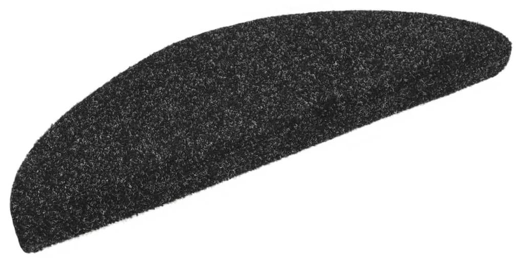 Πατάκια Σκάλας Αυτοκόλλητα 5 τεμ. Μαύρα 56x17x3 εκ Βελονιασμένα - Μαύρο