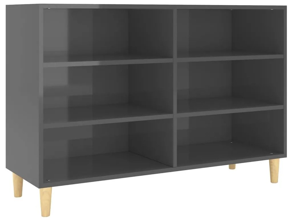 Ραφιέρα Γυαλιστερή Γκρι 103,5 x 35 x 70 εκ. από Επεξ. Ξύλο - Γκρι