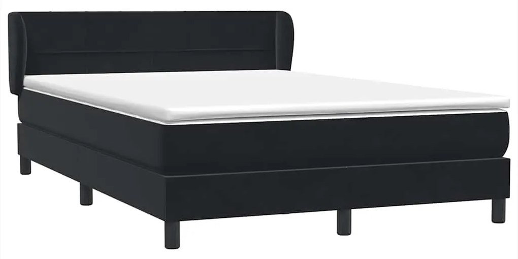 vidaXL Κρεβάτι Boxspring με Στρώμα Μαύρο 160x210 εκ. Βελούδινο