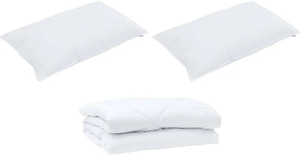 vidaXL Πάπλωμα με μαξιλάρι 3 pcs Λευκό 240 x 220 cm Μικροΐνες