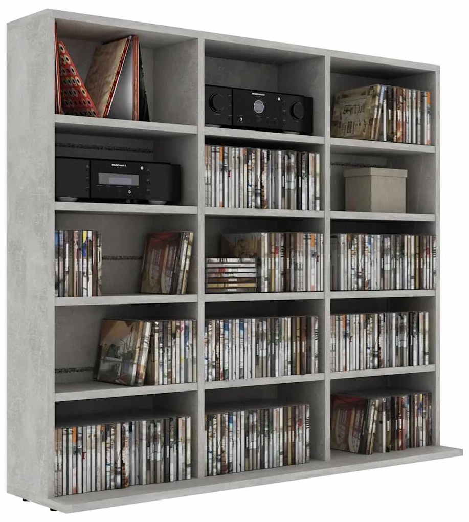vidaXL Έπιπλο για CD Γκρι του Σκυροδέματος 100x23x89,5 εκ. Επεξ. Ξύλο