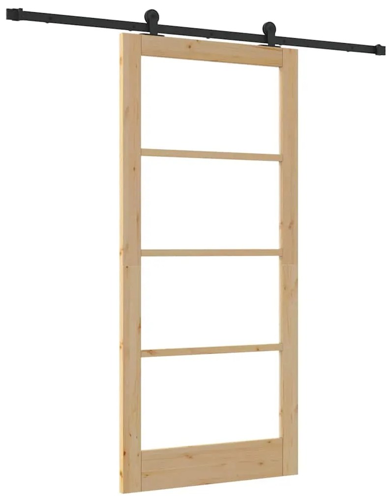 vidaXL Συρόμενη Πόρτα ORKDAL Καφέ 93 x 202 cm Ξύλο και μέταλλο