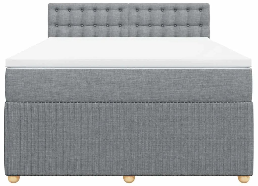 vidaXL Κρεβάτι Boxspring με Στρώμα Ανοιχτό Γκρι 140x190 εκ. Υφασμάτινο