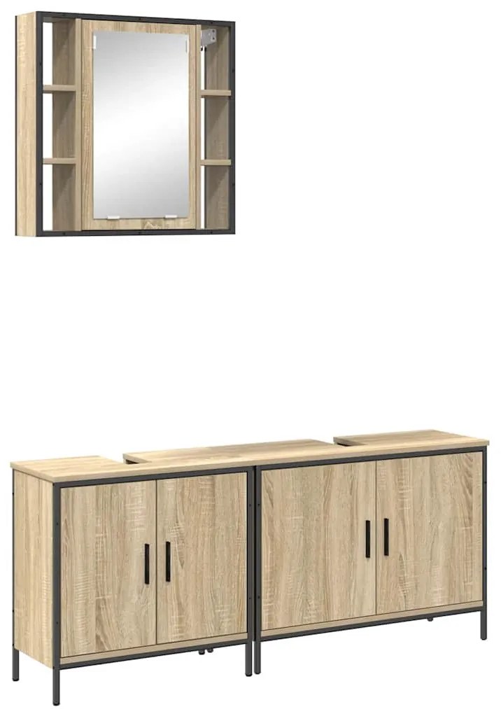 vidaXL Σετ Επίπλων Μπάνιου με ράφι με πόρτα 3 pcs Καφέ 60 x 30 x 60 cm