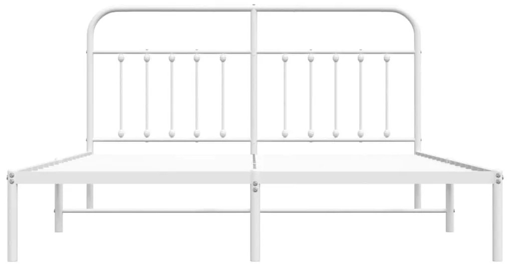 Πλαίσιο Κρεβατιού με Κεφαλάρι Λευκό 160x200 εκ. Μεταλλικό - Λευκό