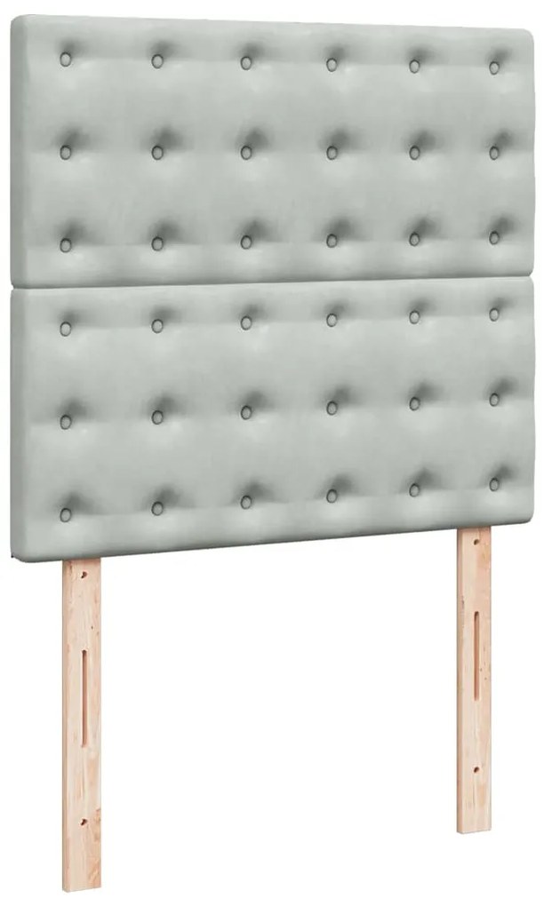 vidaXL Κρεβάτι Boxspring με Στρώμα Ανοιχτό Γκρι 90x190 εκ. Βελούδινο