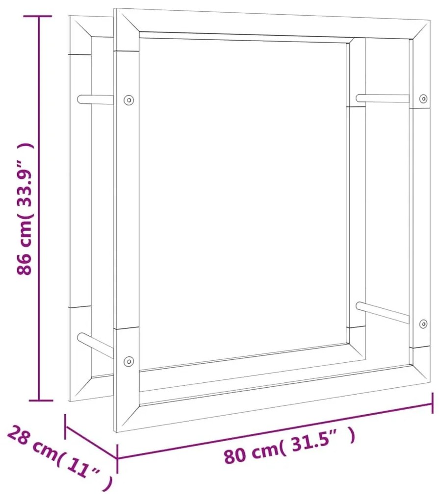 Ραφιέρα Καυσόξυλων 80x28x86 εκ. από Ανοξείδωτο ατσάλι - Ασήμι