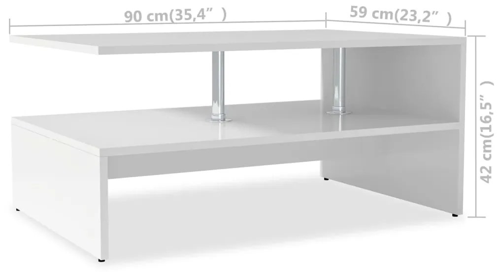 vidaXL Τραπεζάκι Σαλονιού Λευκό 90 x 59 x 42 εκ. Επεξ. Ξύλο