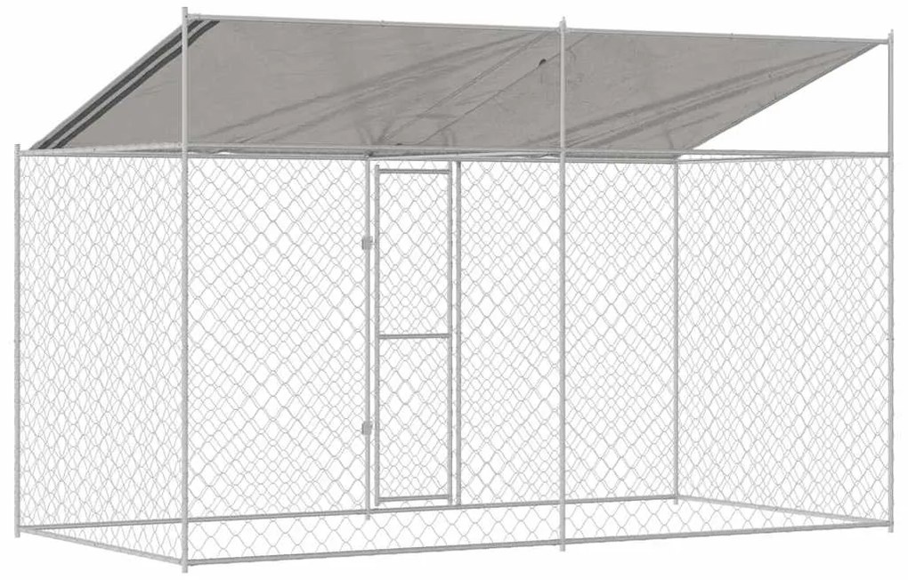 vidaXL Κλουβί σκύλου Ασημί 400 x 200 x 256 εκ Επικαλυμμένος Χάλυβας
