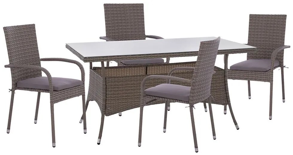 Τραπεζαρία Κήπου (Σετ 5Τμχ) HM11713.01 150x90x75cm Grey Four Seater