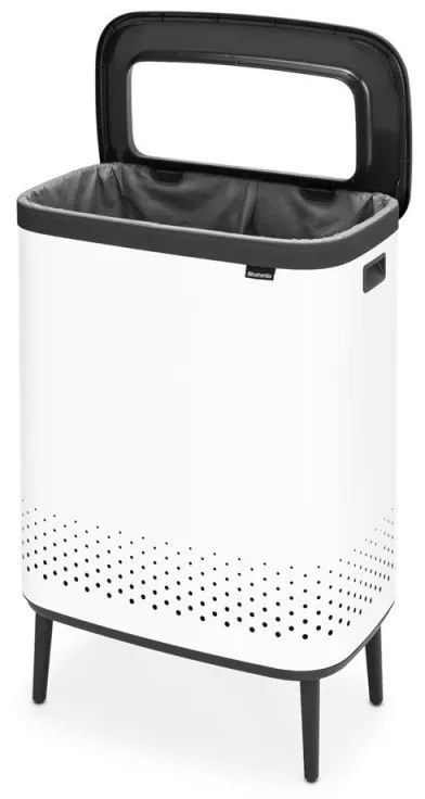 Καλάθι πλυσίματος Brabantia Bo 1004176, 2x45 l, Πλήρωση χωρίς άνοιγμα, οπές εξαερισμού, ρυθμιζόμενα πόδια, Λευκό