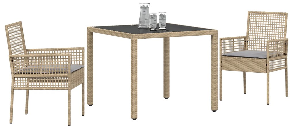 vidaXL Σέτ φαγητού για κήπο 3 pcs Μπεζ 90 x 90 x 75 cm