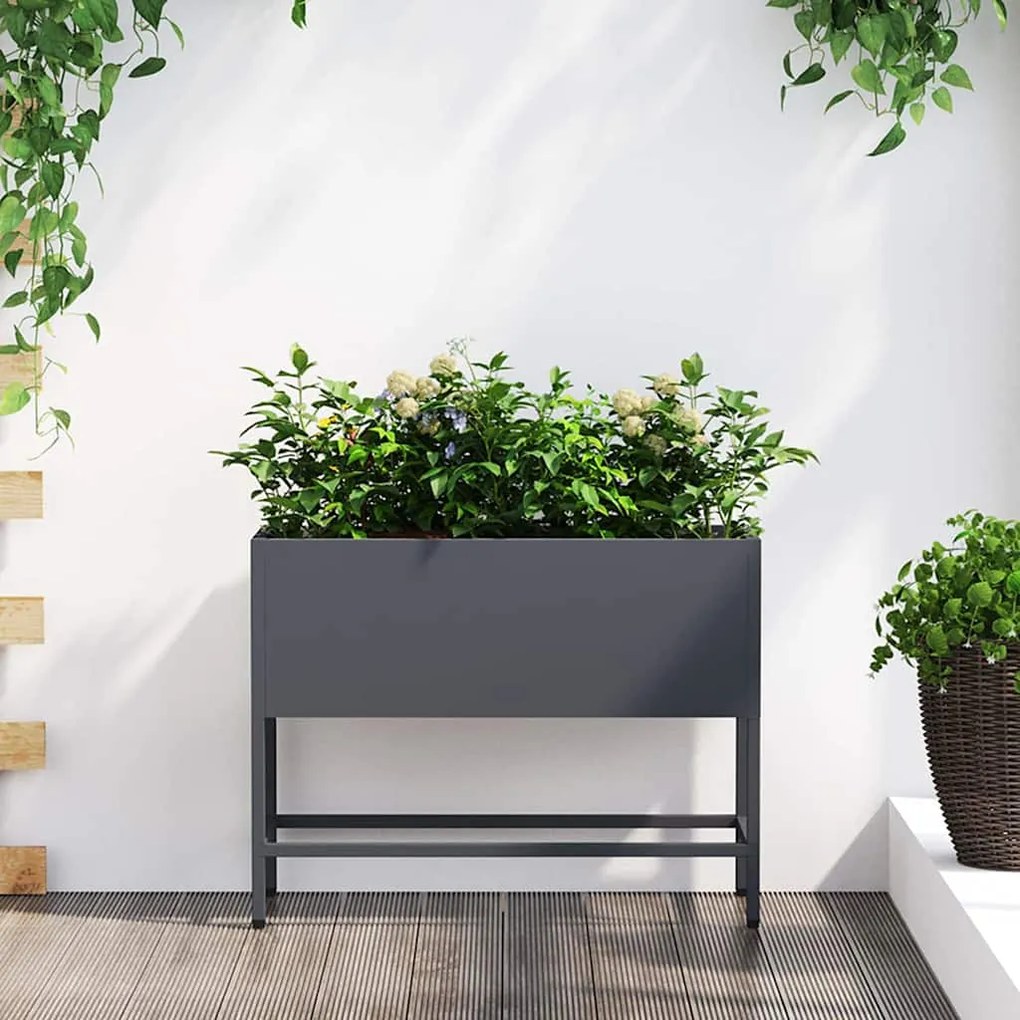 vidaXL Υψωμένη Γλάστρα Κήπου Ανθρακί 60 x 26 x 45 εκ Ατσάλι