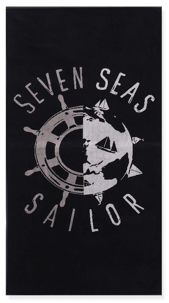 Πετσέτα Θαλάσσης Ζακάρ Seven Seas Black 80x160 Nef-Nef Homeware