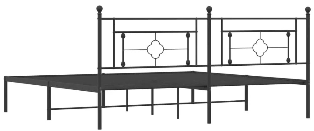 Πλαίσιο Κρεβατιού με Κεφαλάρι Μαύρο 200 x 200 εκ. Μεταλλικό - Μαύρο