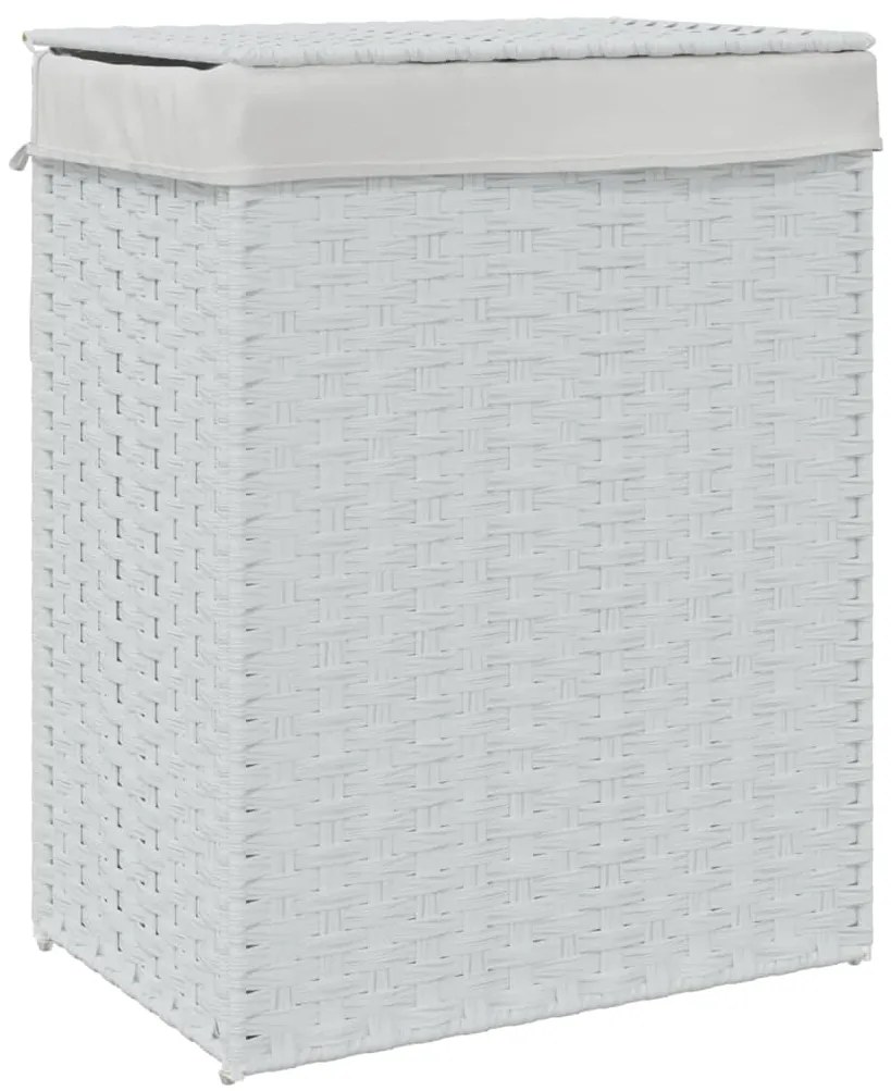 vidaXL Καλάθι Πλυντηρίου με Καπάκι Λευκό 46x33x60 εκ. Συνθετικό Ρατάν