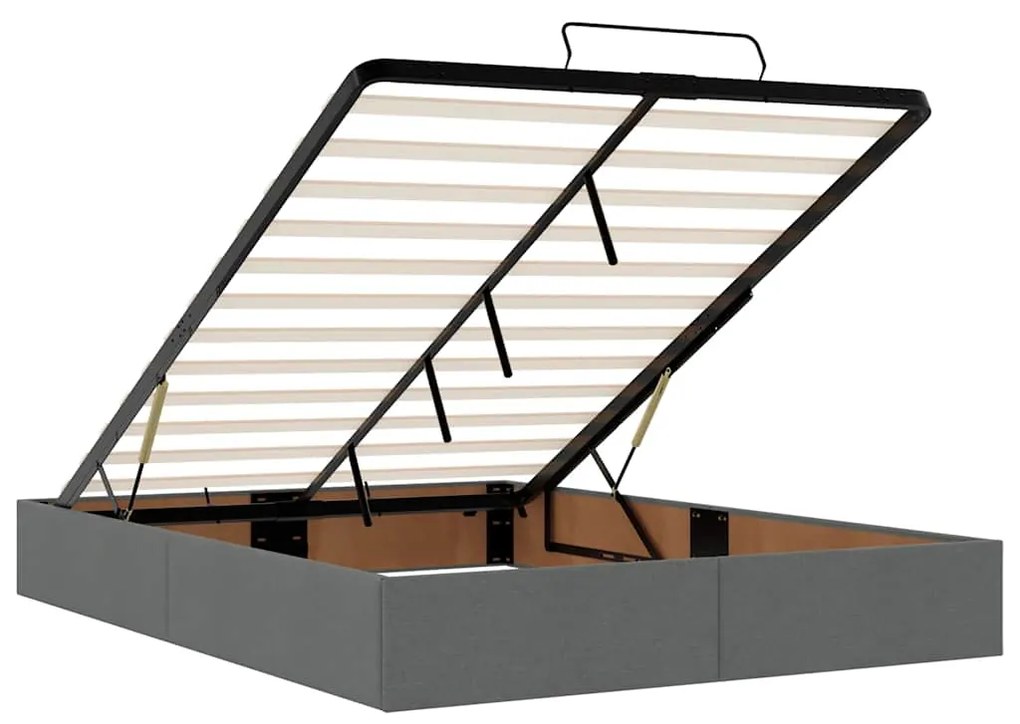 Οθωμανικό κρεβάτι με στρώμα &amp; LEDs Σκούρο γκρι 140x190cm Ύφασμα - Γκρι