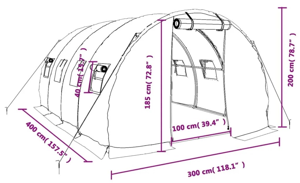 ΘΕΡΜΟΚΗΠΙΟ ΛΕΥΚΟ 12 Μ² 4 X 3 X 2 Μ. ΜΕ ΑΤΣΑΛΙΝΟ ΠΛΑΙΣΙΟ 3188050