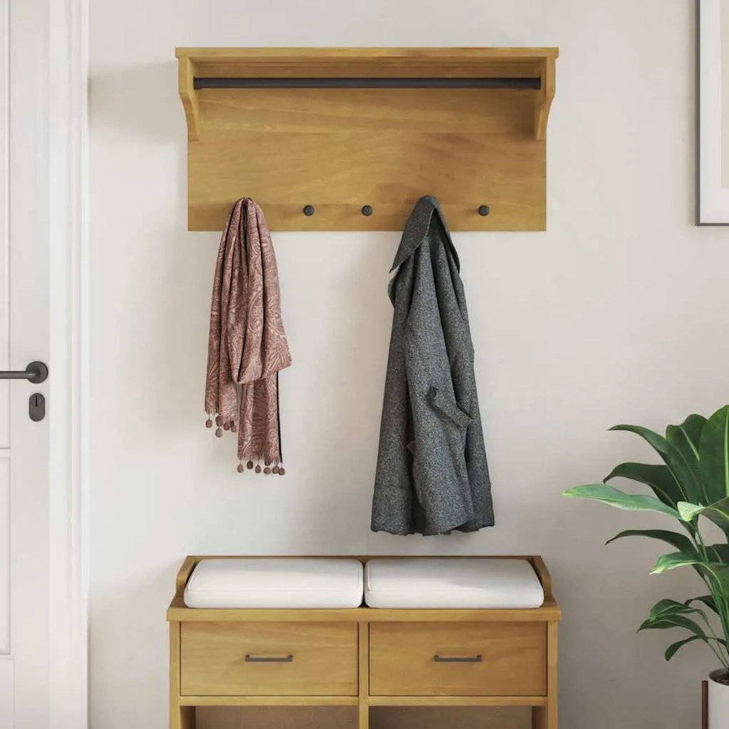 vidaXL Επίτοιχη κρεμάστρα παλτών SANDNES 87x30x42 εκ. Πεύκο μασίφ ξύλο