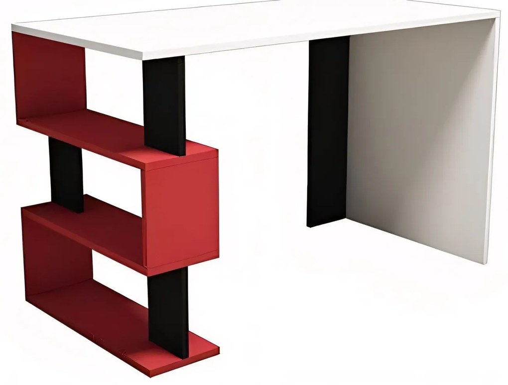 Γραφείο ArteLibre AIGINA Λευκό/Κόκκινο/Μαύρο 120x60x75cm-14410002