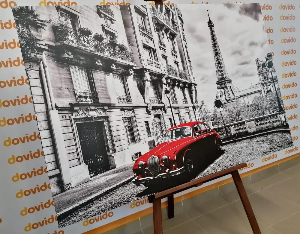 Εικόνα ενός κόκκινου ρετρό αυτοκινήτου στο Παρίσι - 90x60