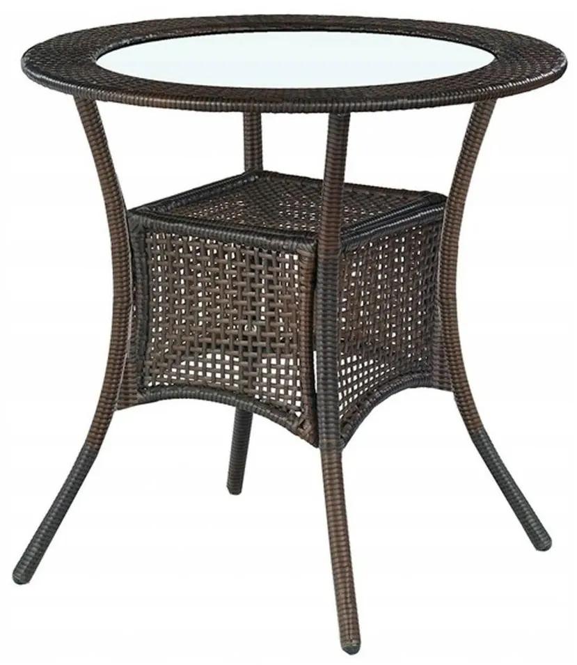 Τραπέζι εξωτερικού χώρου Houston 184, 74cm, Σκούρο καφέ, Γυαλί, Πλαστικό ψάθινο