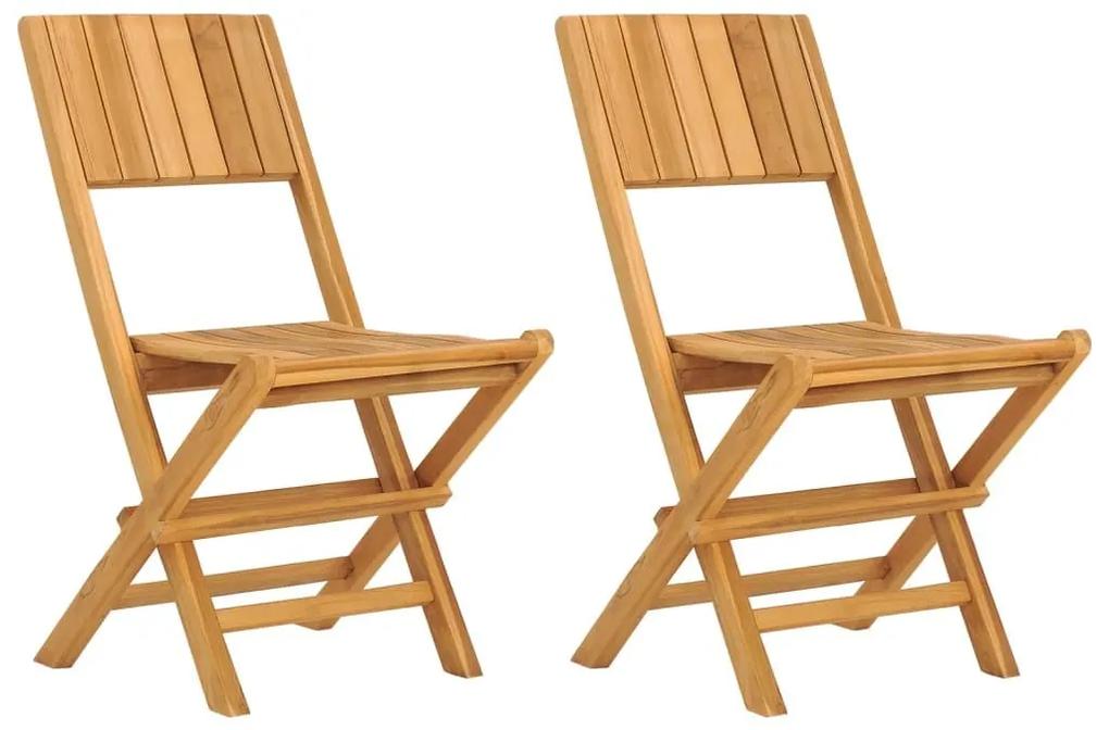 Καρέκλες Κήπου Πτυσσόμενες 2 τεμ. 47x61x90 εκ. Μασίφ Ξύλο Teak - Καφέ