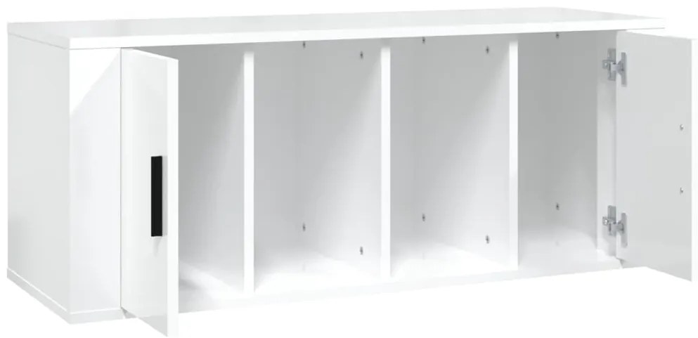 vidaXL Έπιπλο Τηλεόρασης Γυαλ. Λευκό 100x35x40 εκ. Επεξεργασμένο Ξύλο