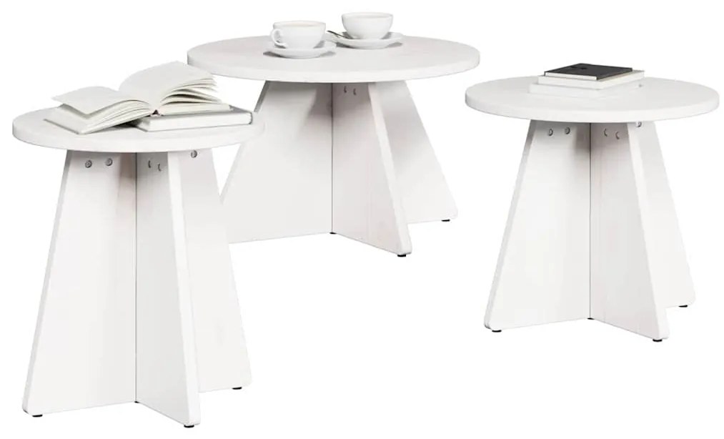 vidaXL Τραπεζάκι σαλονιού 3 pcs Λευκό 49 x 49 x 30 εκ.