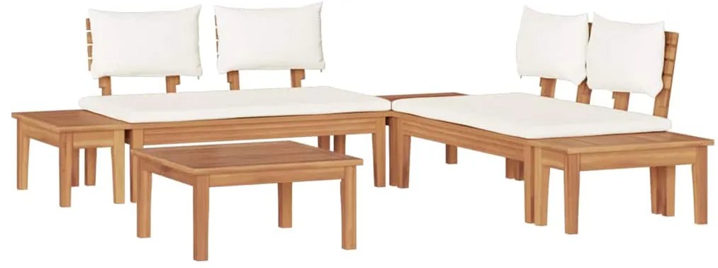 vidaXL Σετ Παγκάκι Κήπου με μαξιλάρι 3 pcs Καφέ και Κρέμα